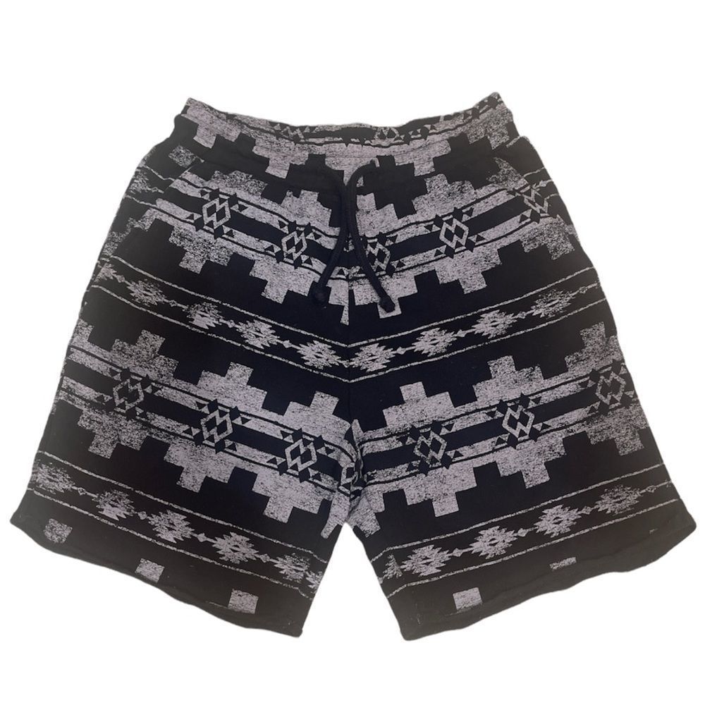 H&M Men's Black Tribal Print Shorts Athletic Casual Summer Comfy Size S